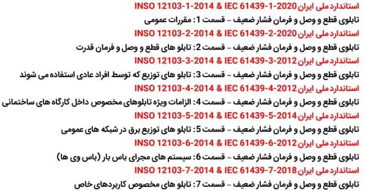 استانداردهای تابلو برق فشار ضعیف