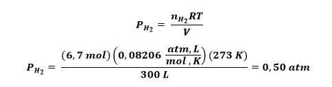 محاسبه فشار هیدروژن براساس دالتون